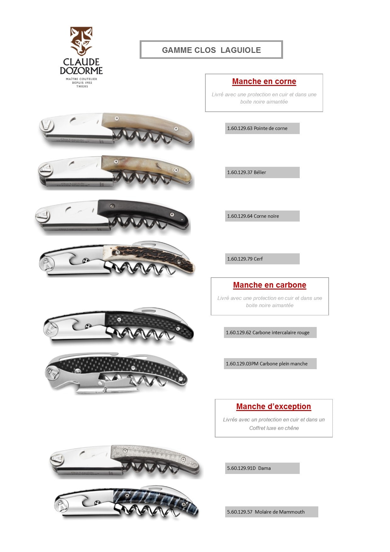 CORKSCREW - EBONY - CLAUDE DOZORME # 1.60.126.70
