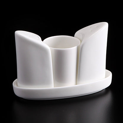 骨瓷牙籤筒 鹽和胡椒 3 件組 - 白色 - DON BELLINI # DB106TS13