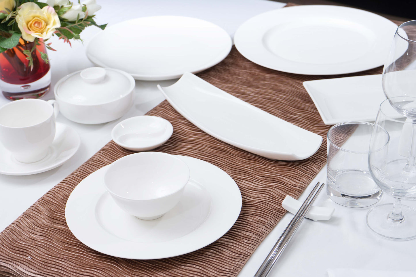 FINE CHINA SUSHI / CANAPE DISH 12" X 4.7" | 30.5 X 12 CM - WHITE - DON BELLINI # DB3013031