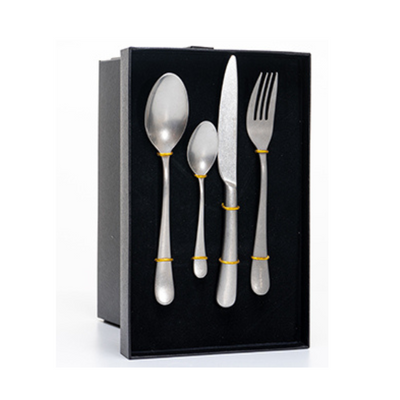 Matte Silver 4-Piece Silverware Set, 304 Stainless Steel Stone Washed