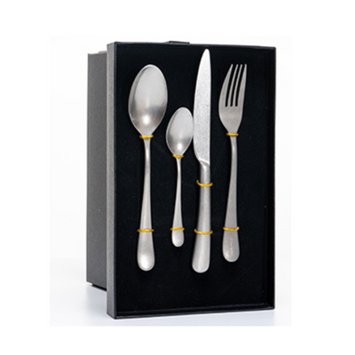 Matte Silver 4 Piece Silverware Set 304 Stainless Steel Stone Washed