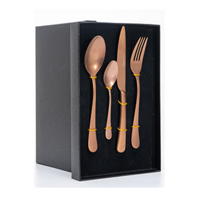 Matte Rose Gold 4-Piece Silverware Set, 304 Stainless Steel Stone Washed