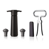 WINE SAVER PUMP WITH 2 VACUUM BOTTLE STOPPERS (BLACK) + CORK PULLER