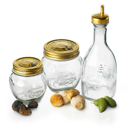 QUATTRO STORAGE JAR WITH GOLD LID - BORMIOLI ROCCO # 3.65630