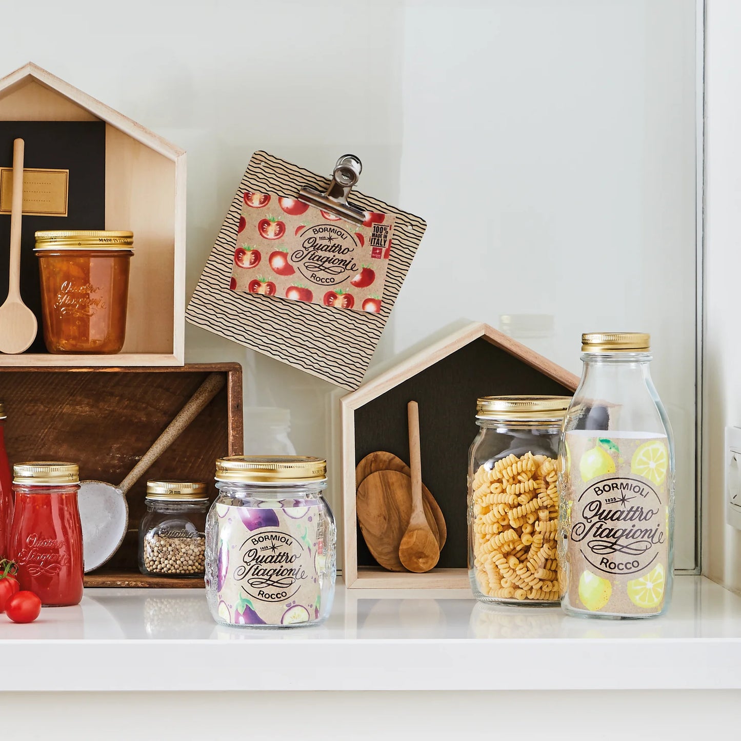 QUATTRO STORAGE JAR WITH GOLD LID - BORMIOLI ROCCO # 3.65600