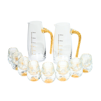 Mou Tai Set with Gold Mountain Bottom (2 Cacarfes + 10 Glasses) #BAER-MOUTAISET