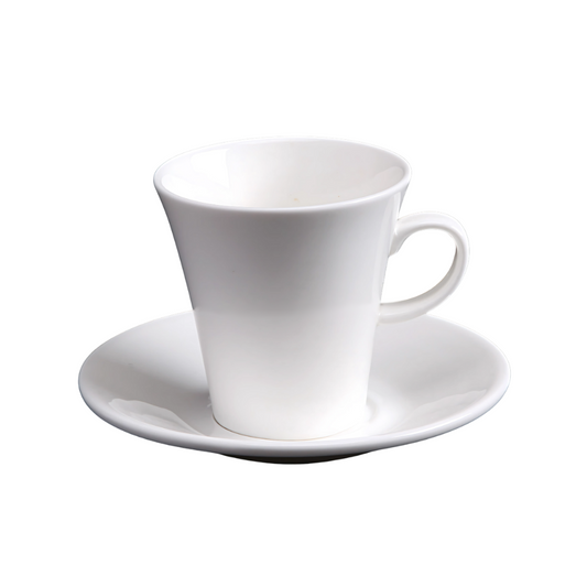 FINE CHINA 5 OZ | 160 ML COFFEE CUP & SAUCER - WHITE - DON BELLINI # DB3033016