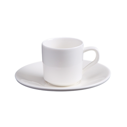 FINE CHINA 3 OZ | 90 ML COFFEE CUP & SAUCER - WHITE - DON BELLINI # DB3030009