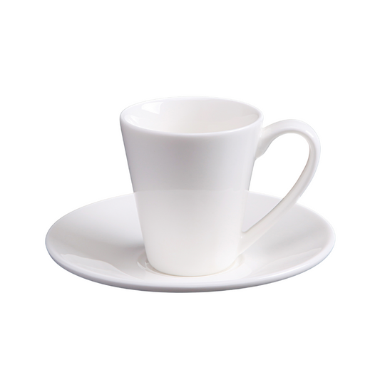 FINE CHINA 4 OZ | 110 ML COFFEE CUP & SAUCER - WHITE - DON BELLINI # DB3033011