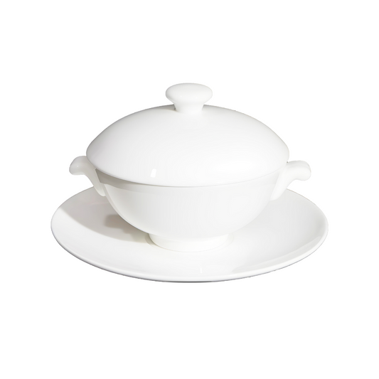BONE CHINA SOUP CUP WITH LID - WHITE - DON BELLINI # DB1024027