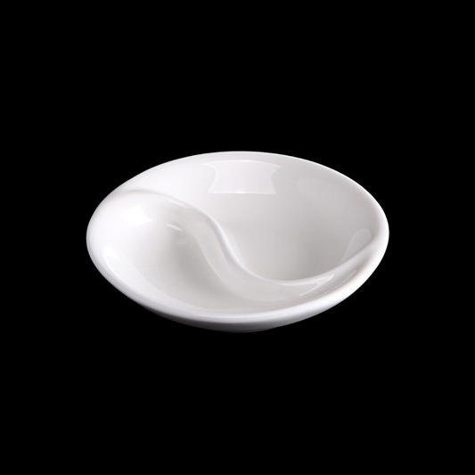 FINE CHINA DIVIDED SOY DISH 3.5" | 9 CM - WHITE - DON BELLINI # DB306DD90
