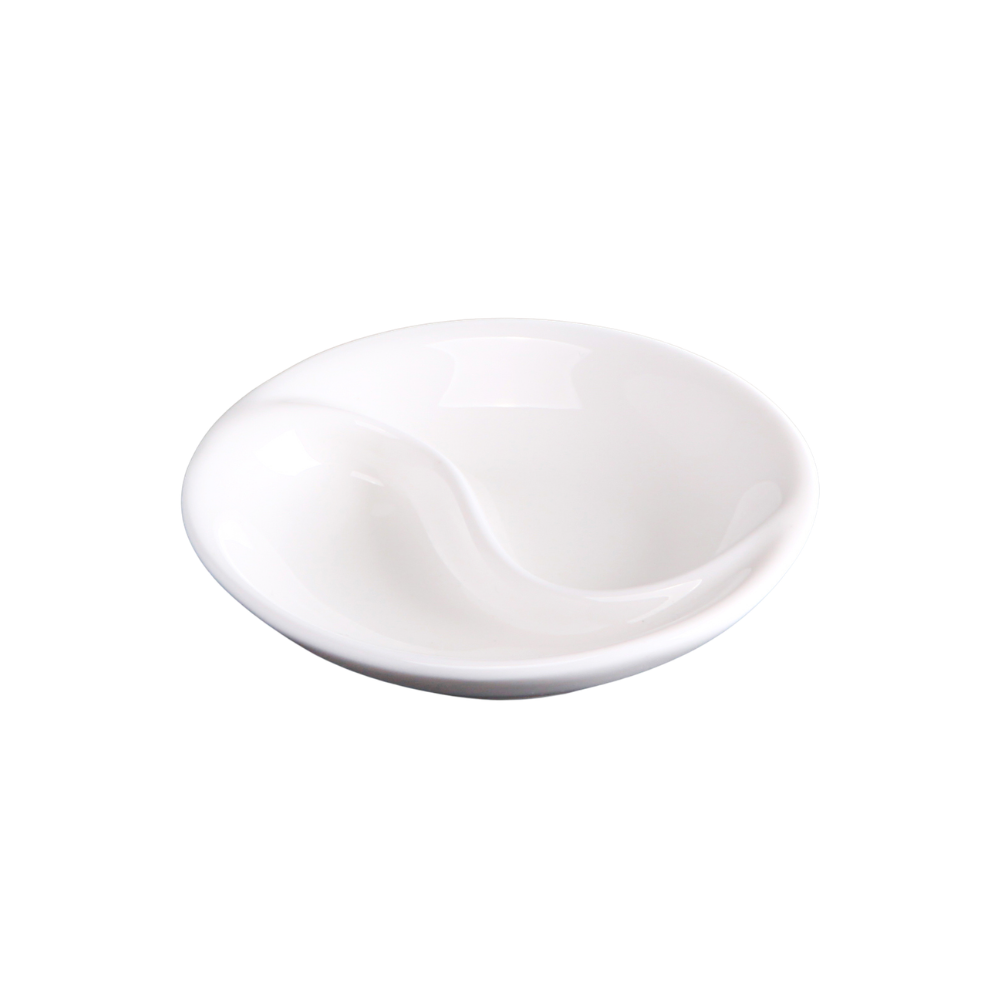FINE CHINA DIVIDED SOY DISH 3.5" | 9 CM - WHITE - DON BELLINI # DB306DD90