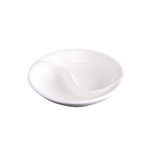 FINE CHINA DIVIDED SOY DISH 3.5" | 9 CM - WHITE - DON BELLINI # DB306DD90