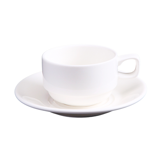 FINE CHINA 7 OZ | 220 ML TEA CUP & SAUCER - WHITE - DON BELLINI # DB3030022