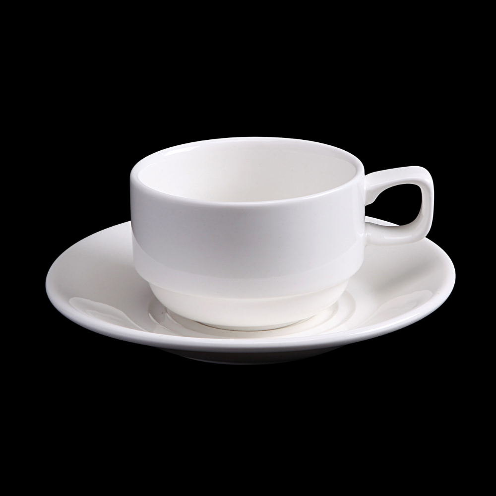 FINE CHINA 7 OZ | 220 ML TEA CUP & SAUCER - WHITE - DON BELLINI # DB3030022