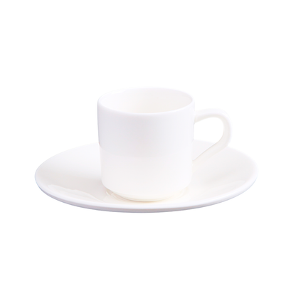 FINE CHINA 3 OZ | 90 ML COFFEE CUP & SAUCER - WHITE - DON BELLINI # DB3030009