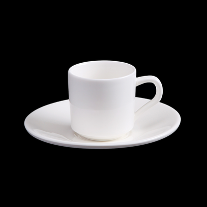 FINE CHINA 3 OZ | 90 ML COFFEE CUP & SAUCER - WHITE - DON BELLINI # DB3030009