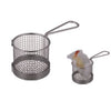 ROUND STAINLESS STEEL SMALL FRYING BASKET WITH SINGLE HANDLE - SILVER - KITCHENWARE # 021193