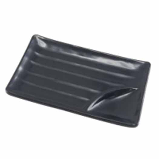 KAMOME 8" REC SAUCE PLATTER - BLACK - EFAY # 112908BK