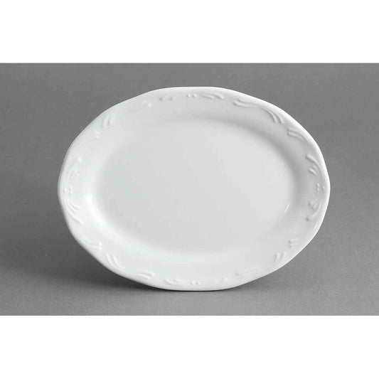 EMBO 8" OVAL PLATE - IVORY - EFAY # 119808