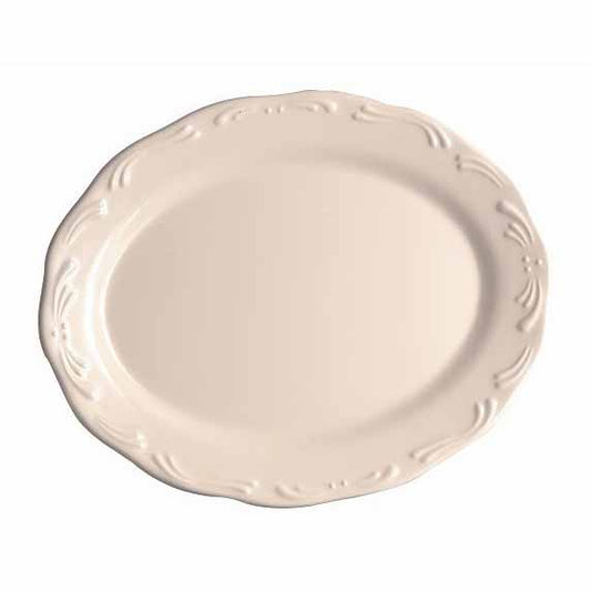 EMBO 12" OVAL PLATE - IVORY - EFAY # 119812