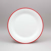 ENAMEL 10.5" ROUND DINNER PLATE - RED RIM - EFAY # 2206114
