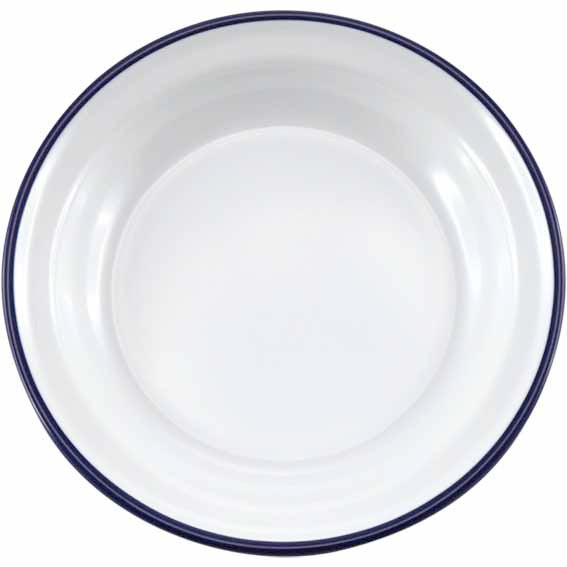 ENAMEL 8" ROUND SOUP PLATE - NAVY BLUE RIM - EFAY # 2208081