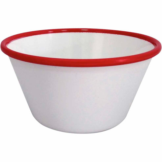 ENAMEL 5" ROUND PUDDING BOWL - RED RIM - EFAY # 2209054