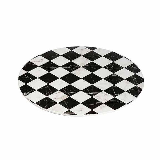 MARBLE 13" FOOTED ROUND PLATTER - WHITE VERSAILLES - EFAY # 416813PW12
