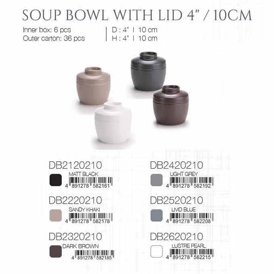 DE TERRA SOUP BOWL WITH LID 4" l 10CM - MATT BLACK - DON BELLINI # DB2120210