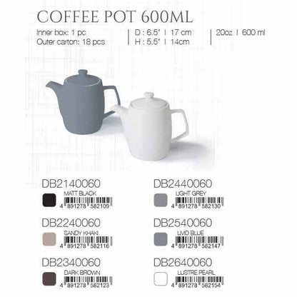 DE TERRA COFFEE POT 600ML - LIGHT GREY - DON BELLINI # DB2440060