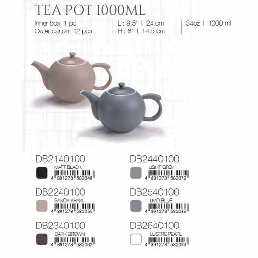 DE TERRA TEA POT 1000ML - LUSTRE PEARL - DON BELLINI # DB2640100
