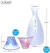 2 Fuji Mountain Sake Cups (Blue/Pink) + Carafe 270ml  Set