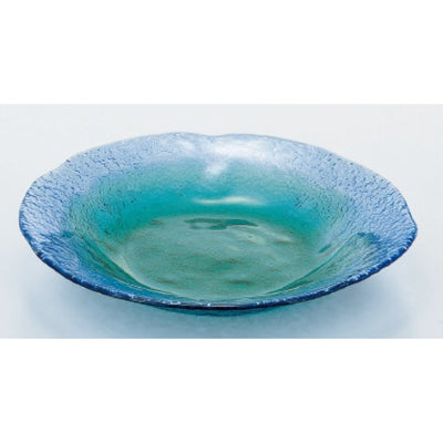 Coral Glass Plate Blue Green 8"