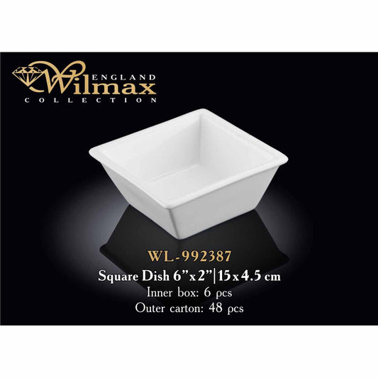 15 X 4.5 CM SQUARE DISH - WHITE - WILMAX # WL-992387