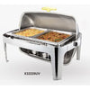 ELITE RECT ROLL TOP CHAFER WITH TWO 4.5L FOOD CONTAINER AND TITANIUM HANDLE - STAINLESS STEEL - SUNNEX # X32229UV